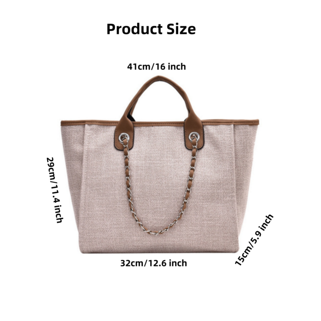 Personalized Custom Embroidered Canvas Chain Tote Shoulder Bags