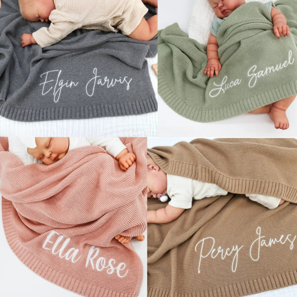 Personalized Embroidered Baby Blanket with Name | Custom Newborn Keepsake | Soft Nursery Essential | Perfect Baby Shower, Birth & Birthday Gift