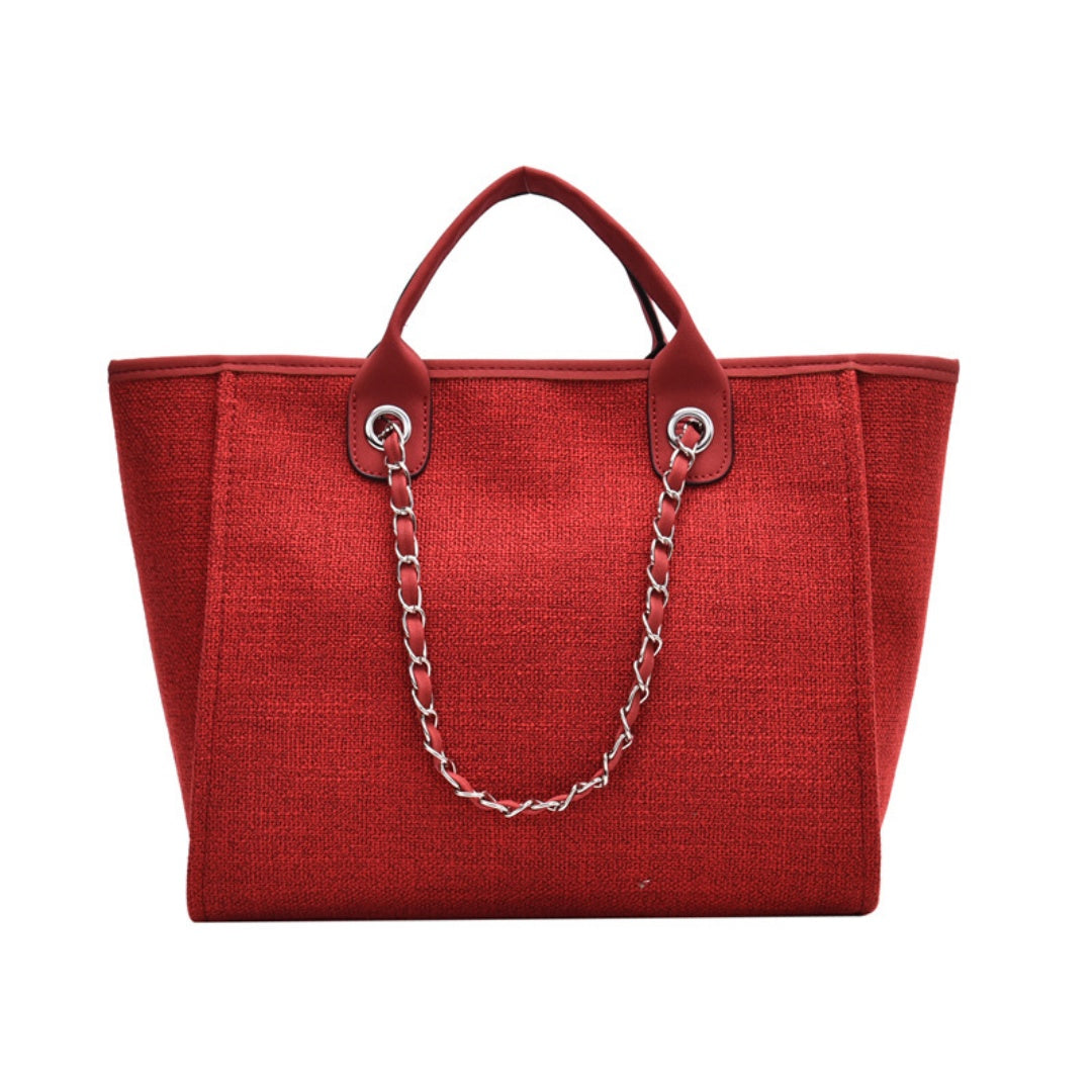 Personalized Custom Embroidered Canvas Chain Tote Shoulder Bags