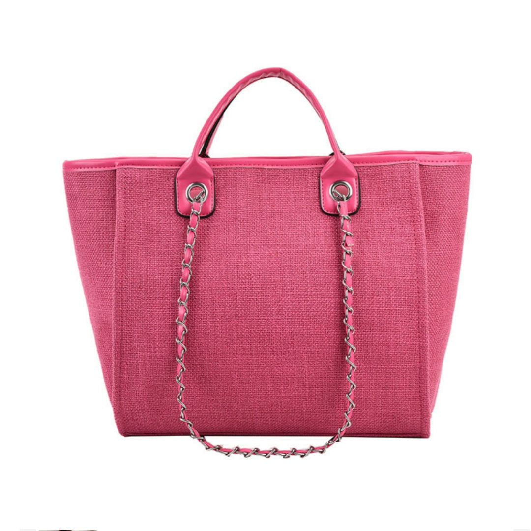 Personalized Custom Embroidered Canvas Chain Tote Shoulder Bags