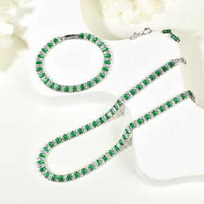 Jewelry Set for Women Tennis Necklace Bracelet Earrings Multi-Color CZ Baguette Birthday Wedding Jewelry Gifts