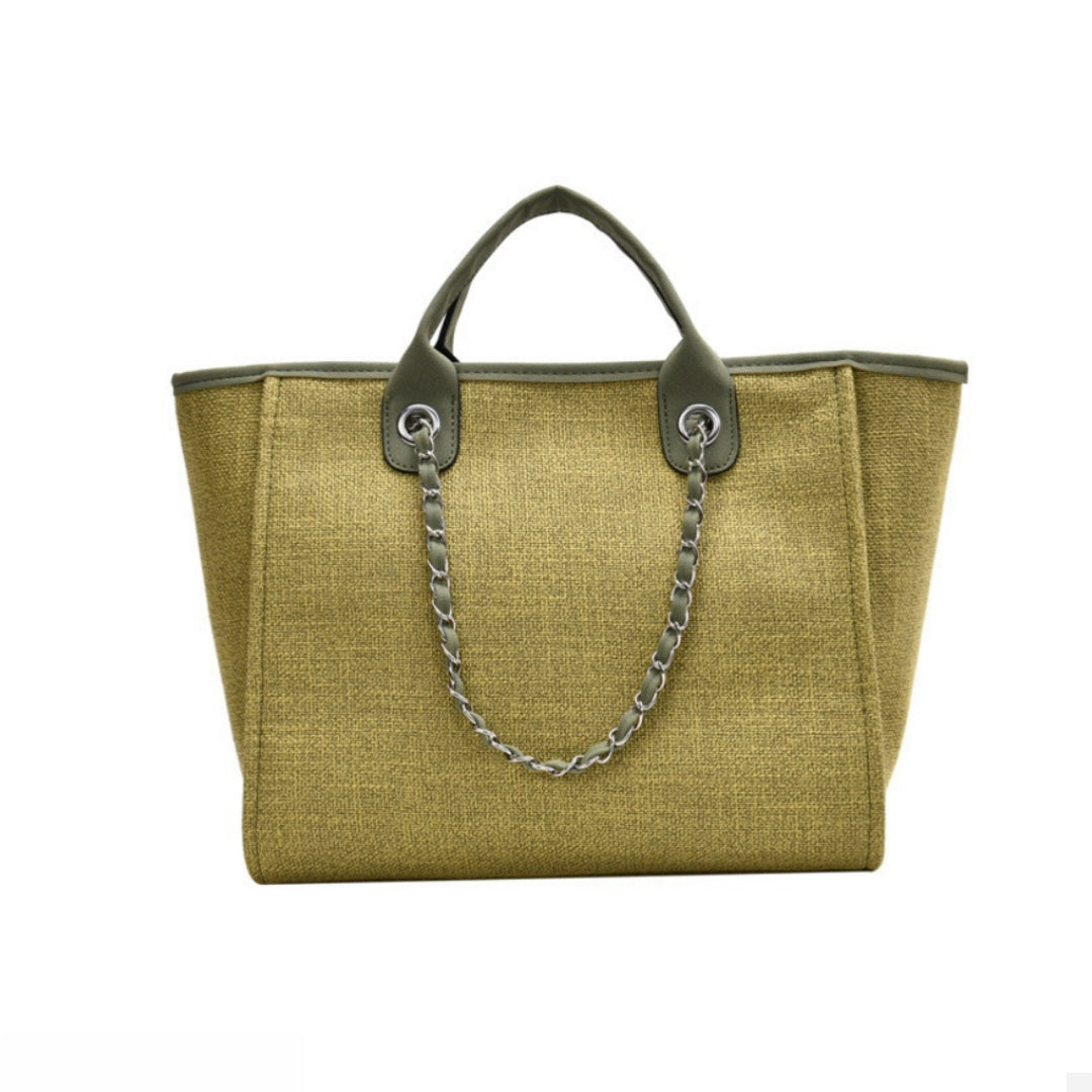 Personalized Custom Embroidered Canvas Chain Tote Shoulder Bags