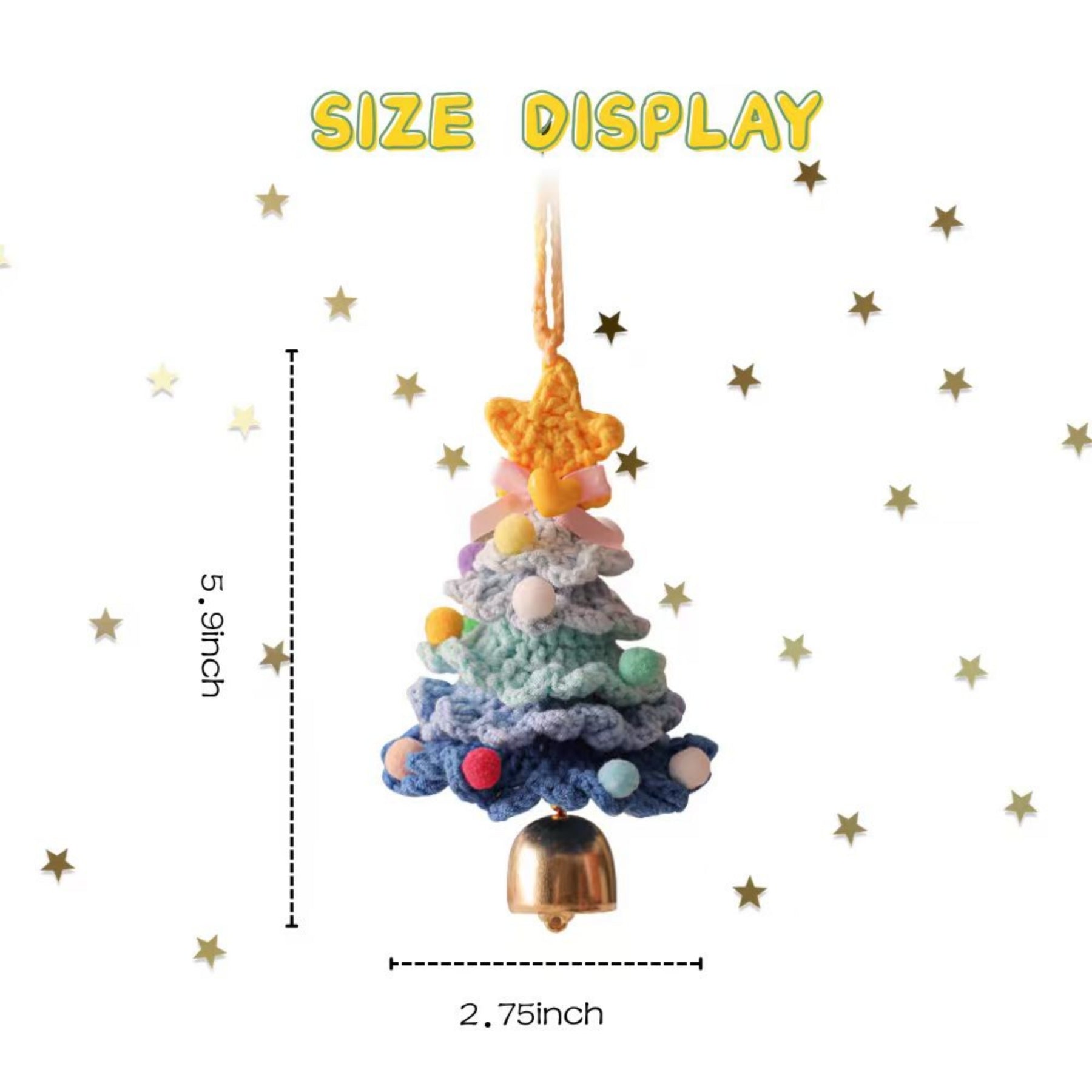 Personalized gift Handcrafted Colorful Crochet Christmas Tree Ornaments,Set of 7 Festive Wish Trees for Joy & Health, Lucky Purse Charms