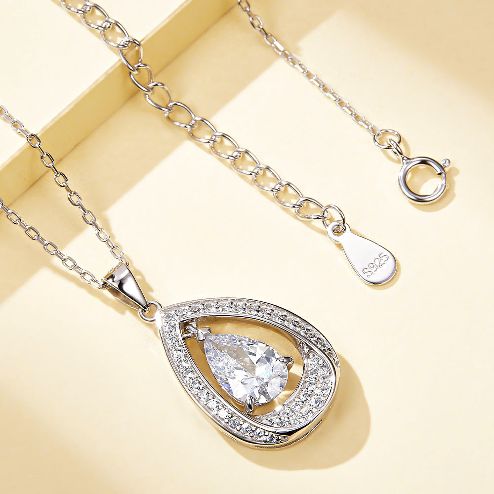 S925 Sterling Silver Water Drop Earrings Necklace Ring Wedding Jewelry Set Three Pieces
