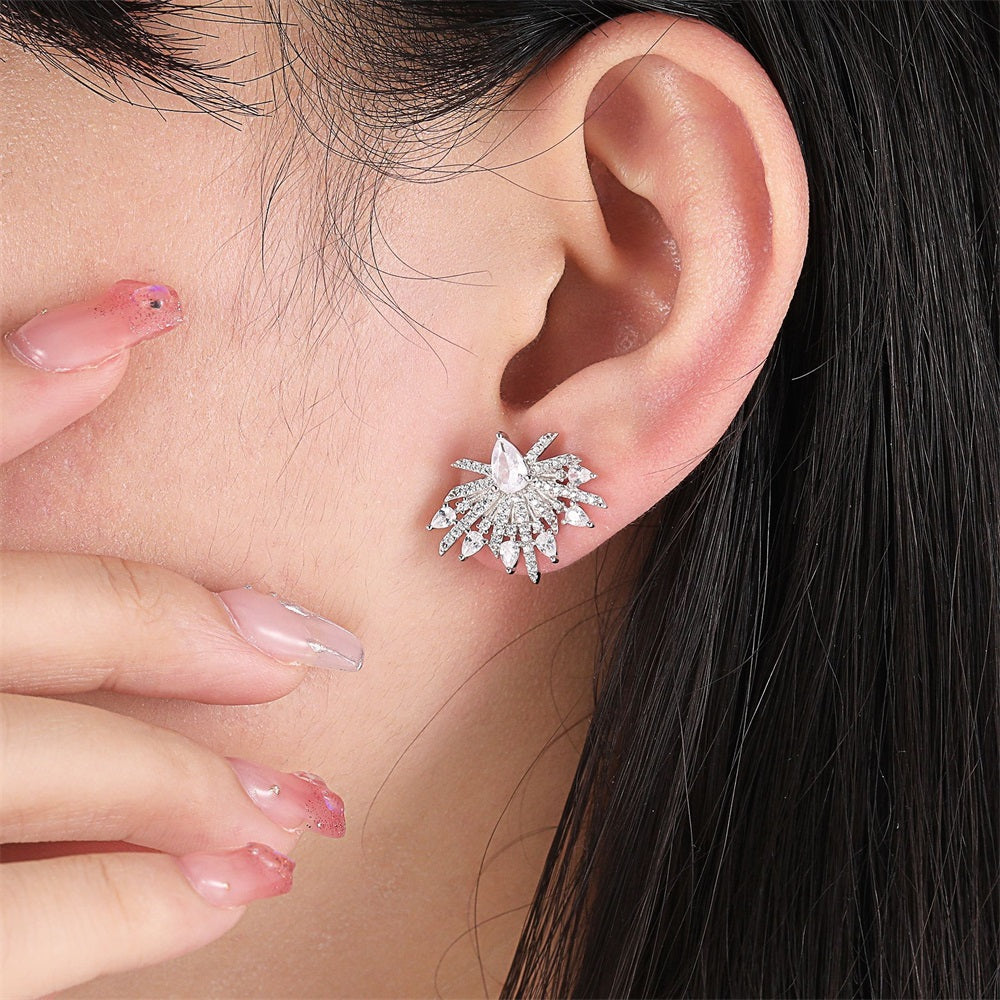 S925 Sterling Silver Necklace Open Ring Earrings Jewelry Set High-End Three-Piece Set