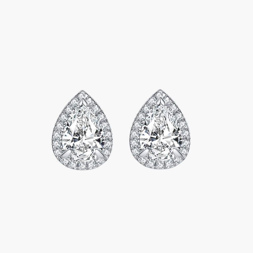 S925 Sterling Silver Water Drop Earrings Necklace Ring Wedding Jewelry Set Three Pieces