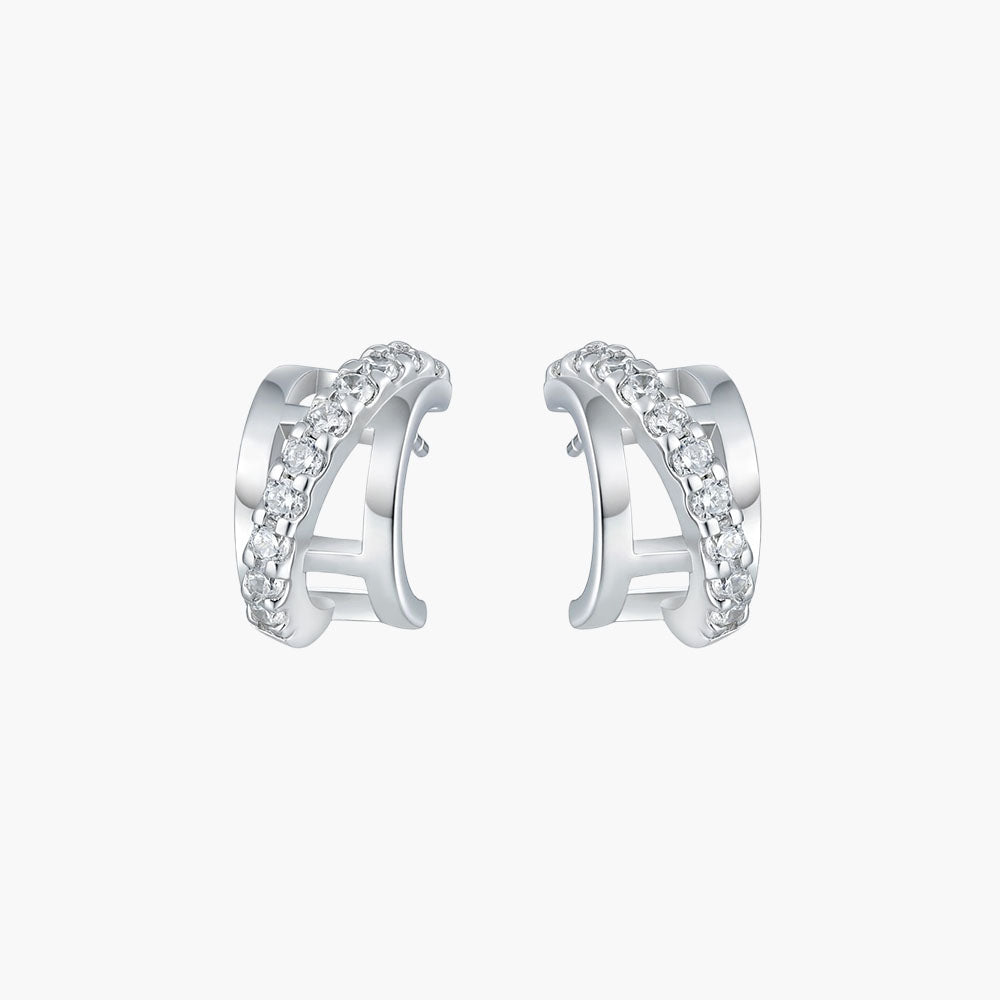S925 Silver Ring Pendant Necklace Three-Ring Ring Earrings Jewelry Set Three-Piece Set