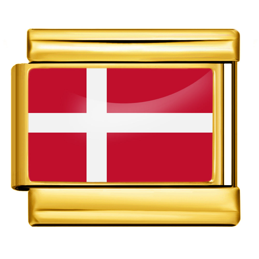 World Flags Gold Italian Charms for Bracelet