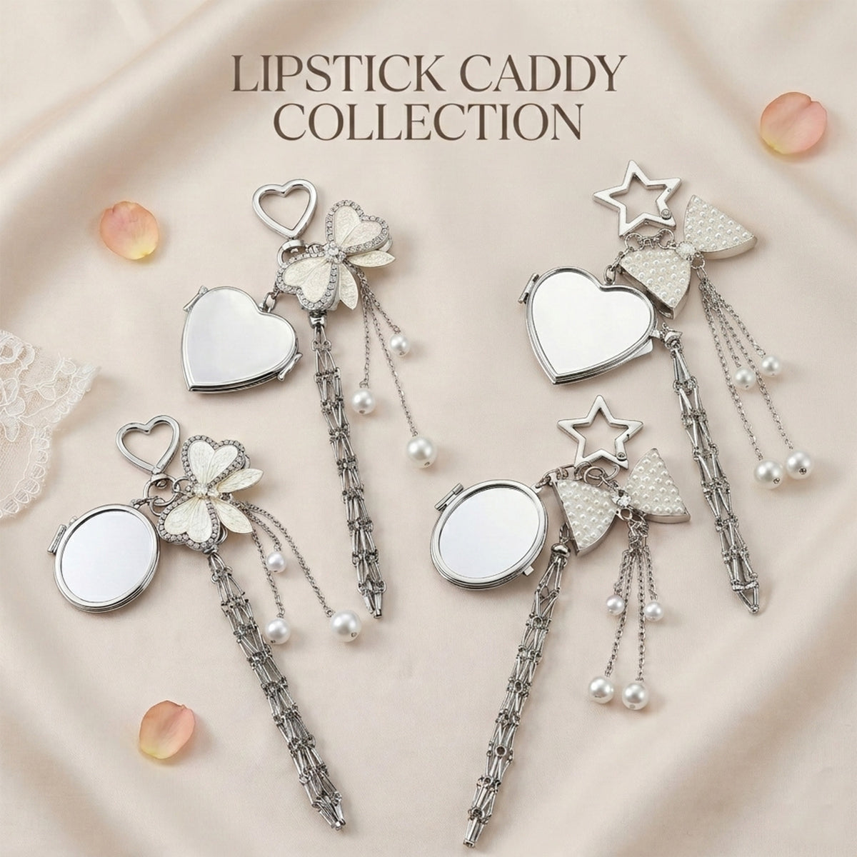 Butterfly Coquette Lipstick Holder Keychain,Custom Mirror Charm