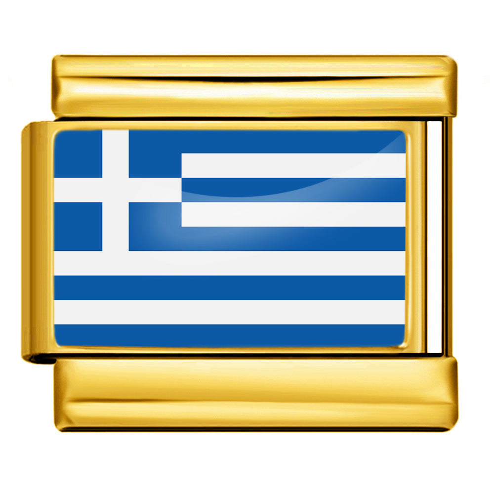 World Flags Gold Italian Charms for Bracelet