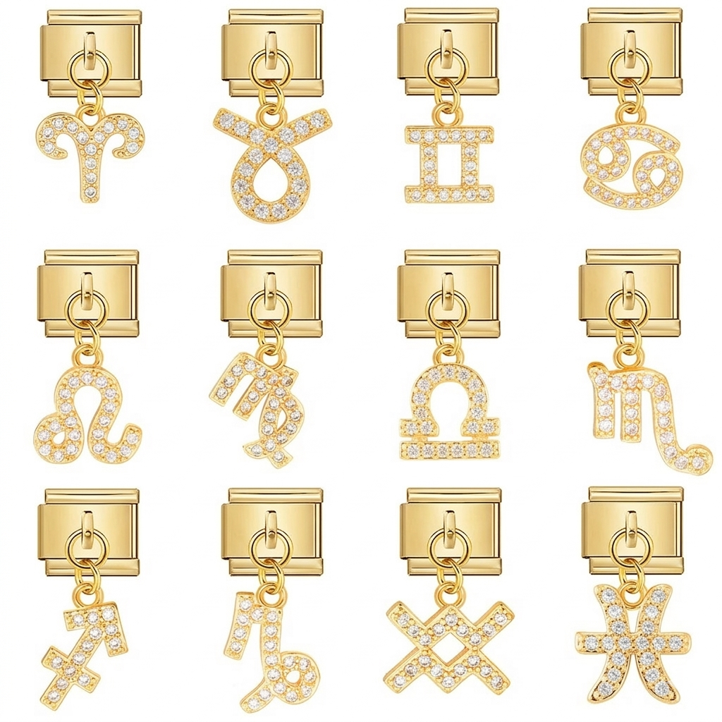 Crystal Zodiac Pendant Italian Modular Charms