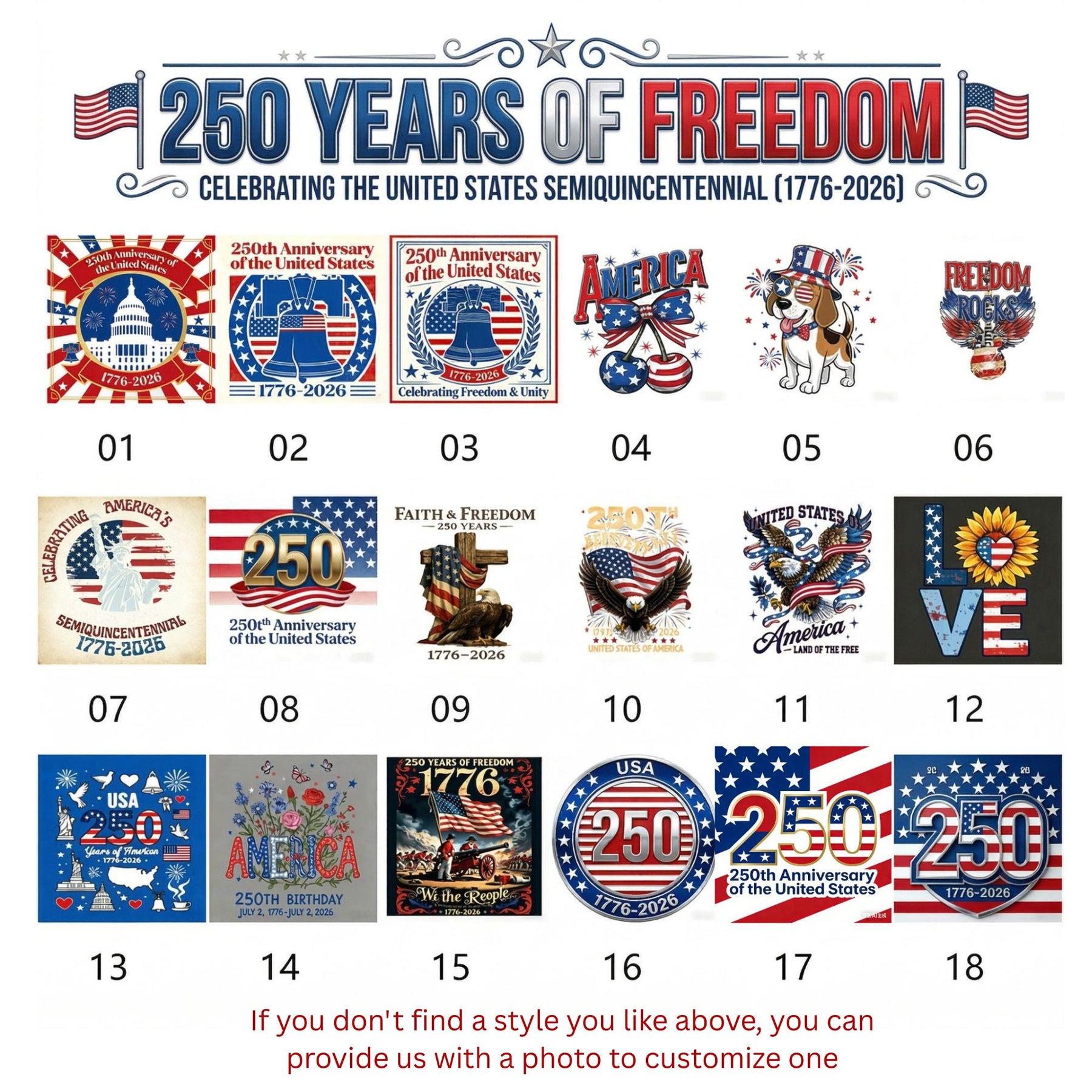 Personalized USA 250th Anniversary Charm - Custom DIY Independence Day Links