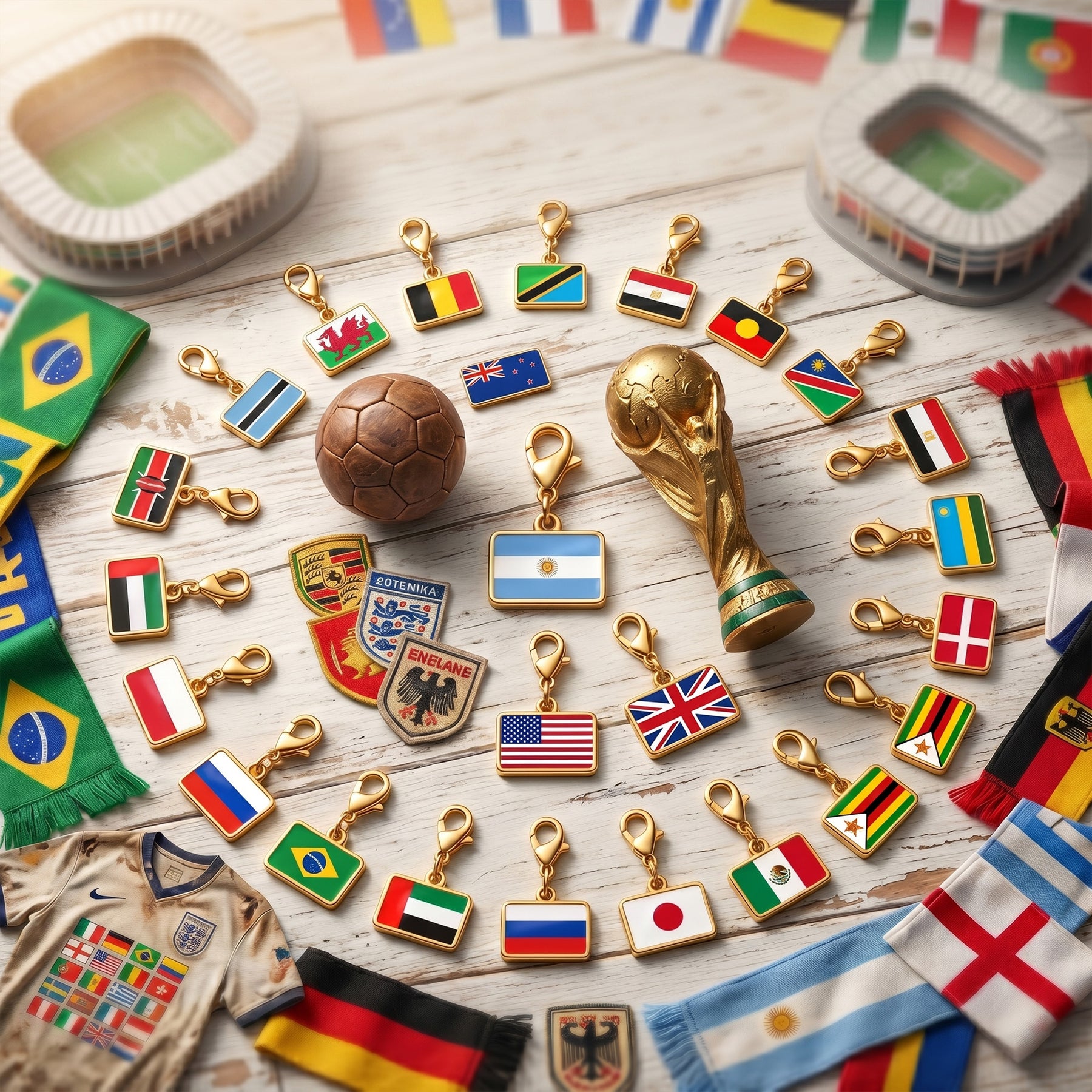 Soccer Fan National Flag Charm Collection - Personalized Jewelry