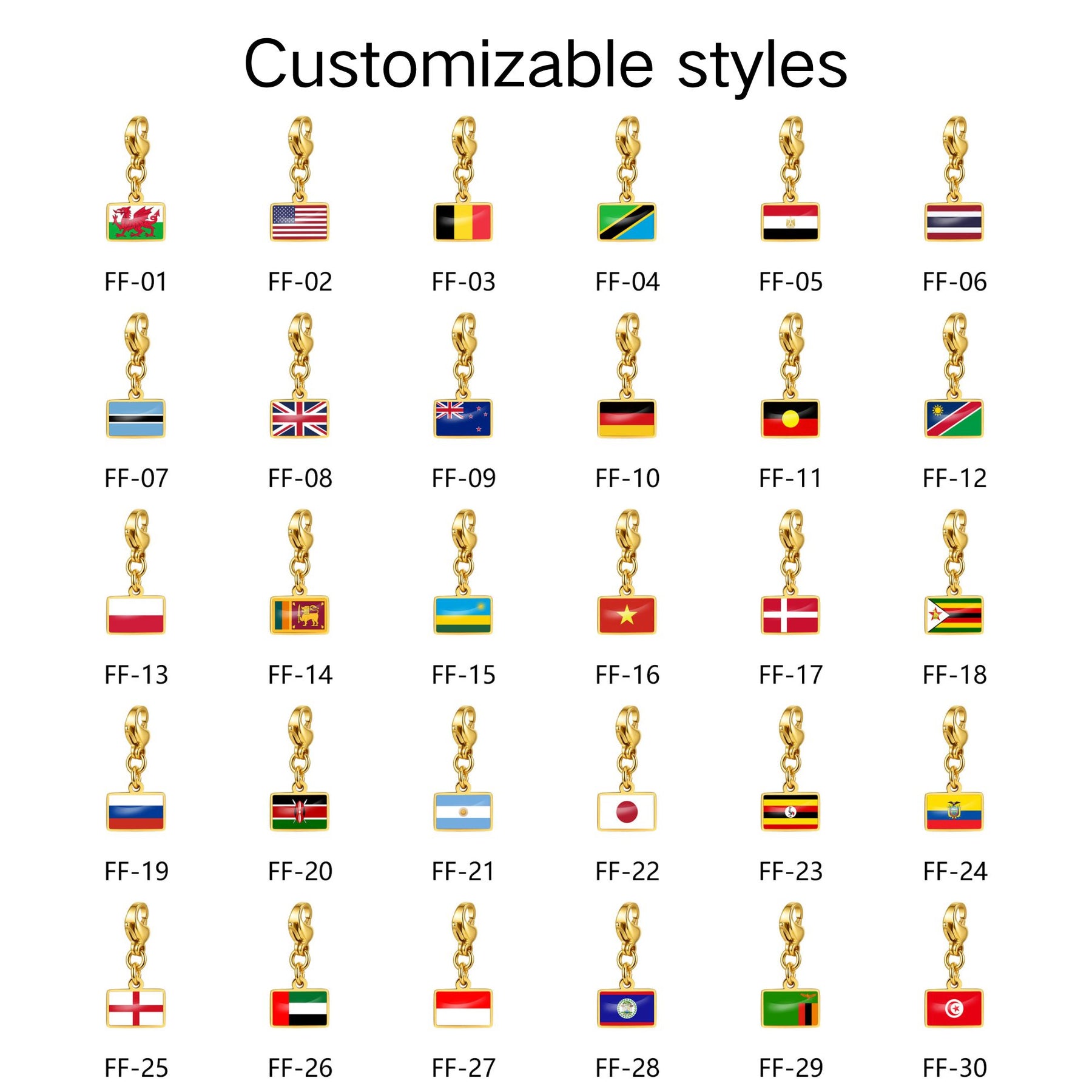 2026 World Cup Global Fan Charm Bracelet, Gold Plated Paperclip Chain, International Flags Jewelry