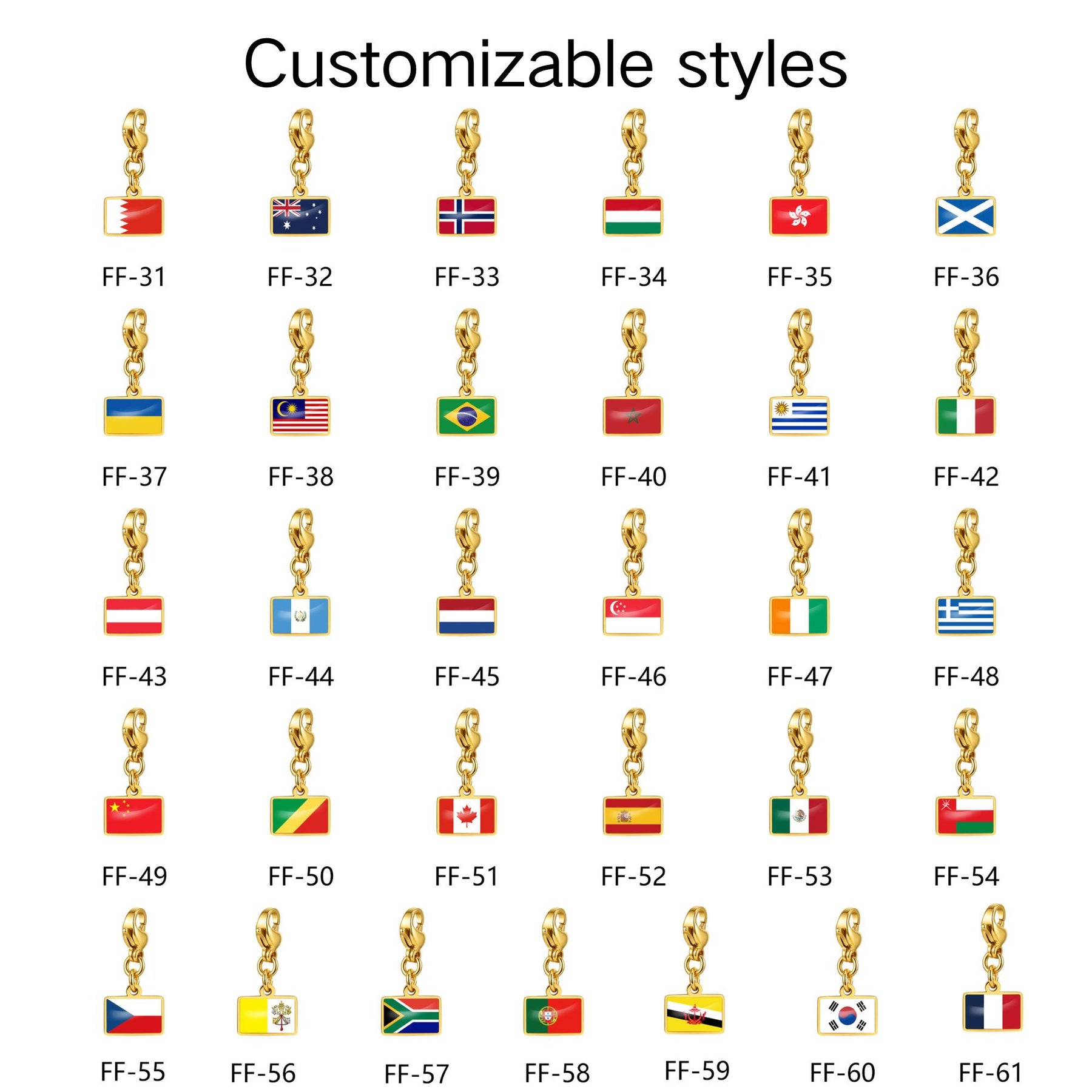 2026 World Cup Global Fan Charm Bracelet, Gold Plated Paperclip Chain, International Flags Jewelry