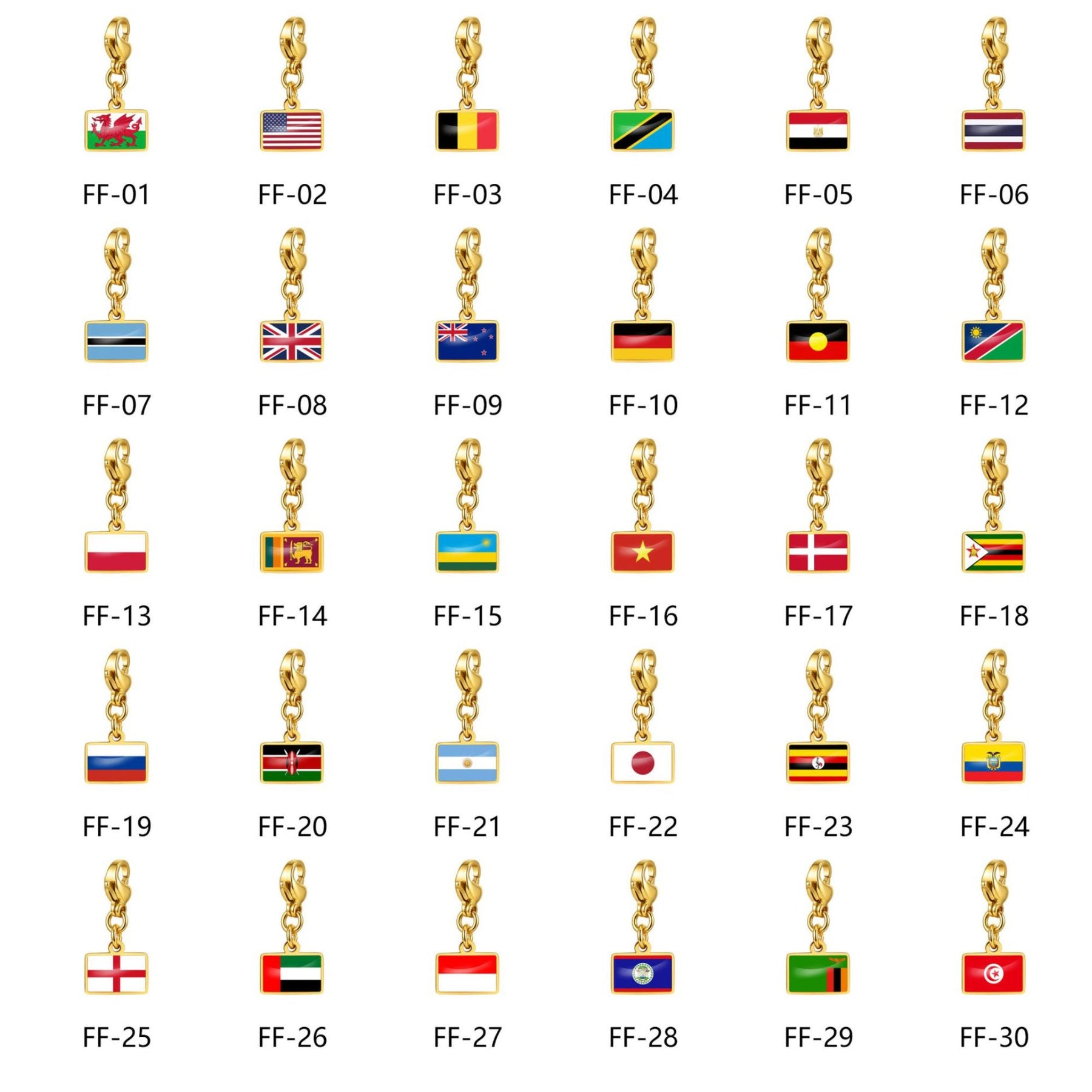Soccer Fan National Flag Charm Collection - Personalized Jewelry