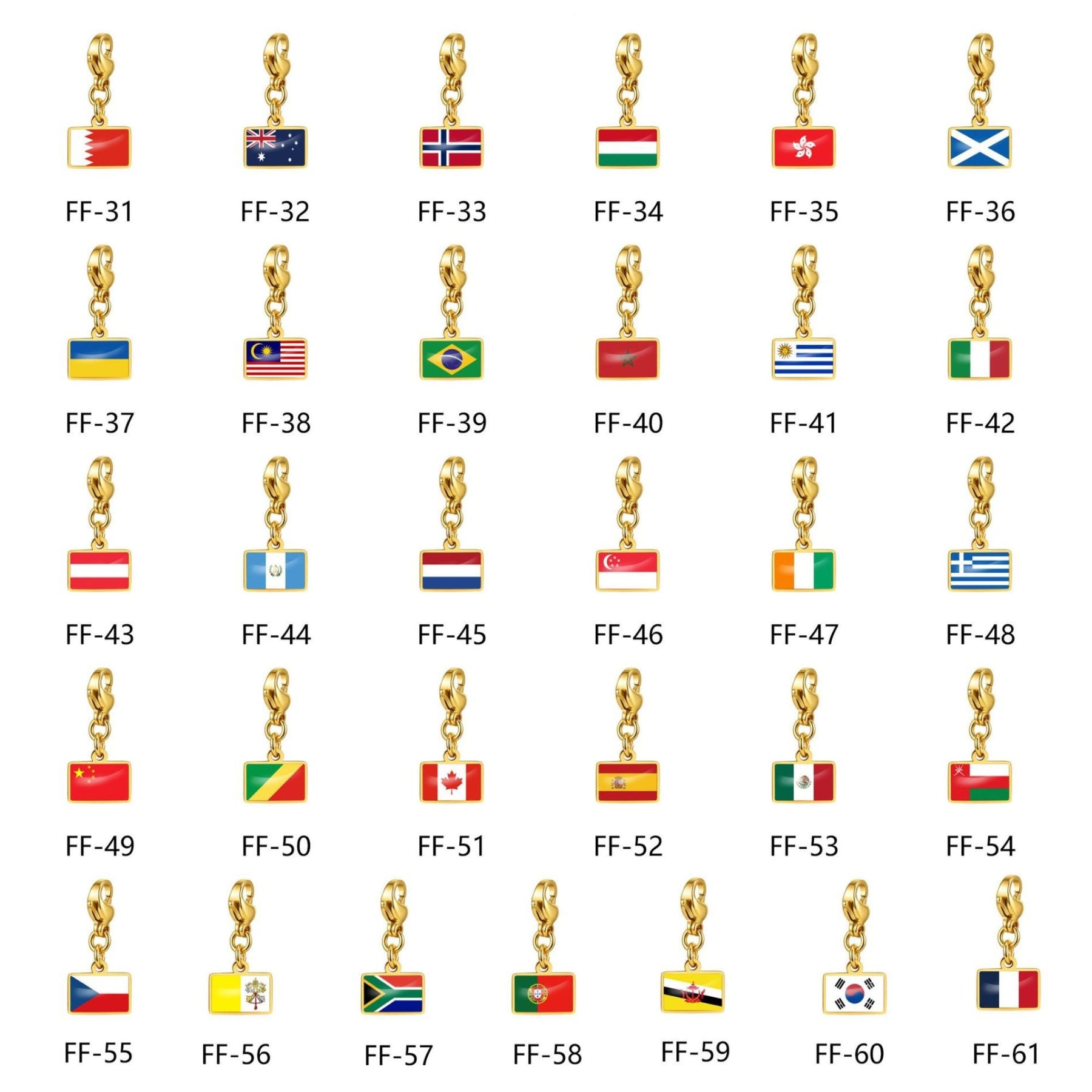 Soccer Fan National Flag Charm Collection - Personalized Jewelry