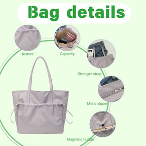 Personalized Shoulder Bags Nylon Drawstring Tote Bag Custom Name Carry-All with Secure Zipper Compartment