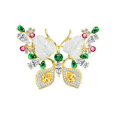 Gold Plated Multicolor Crystal CZ Shell Dainty Brooch