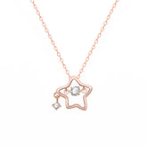 925 Sterling Silver Dainty Lucky Star Pendant & Shine Cubic Zirconia Rose Gold Necklaces