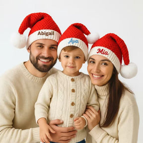 Christmas Magic Festive Hand-Knitted Hats, Personalized Gift Knit Christmas Beanies,Custom Name Christmas Joy Gifts for Family