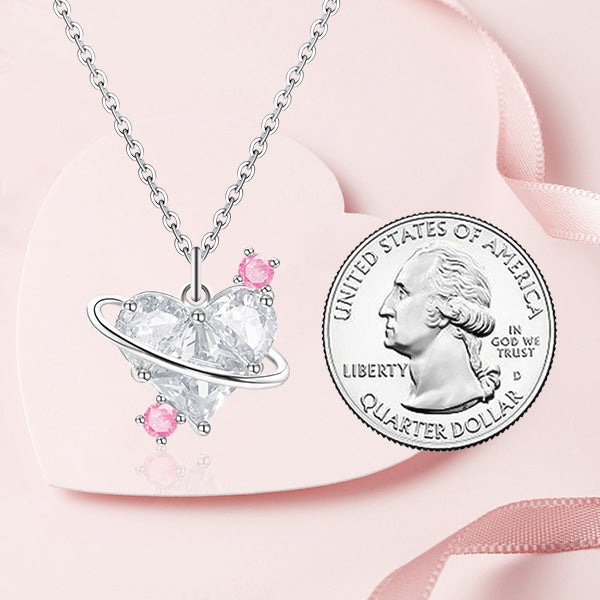 Sterling Silver CZ Diamond Pendant Dazzling Love Heart Necklaces