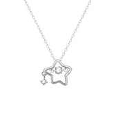 925 Sterling Silver Dainty Lucky Star Pendant & Shine Cubic Zirconia Necklaces