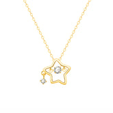 925 Sterling Silver Dainty Lucky Star Pendant & Shine Cubic Zirconia Gold Plated Necklaces