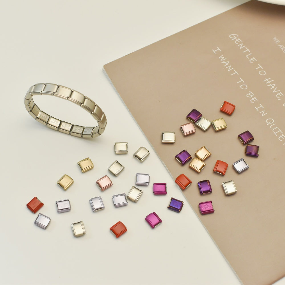 Personalized Italian Charms Bracelet, DIY Matte Charms