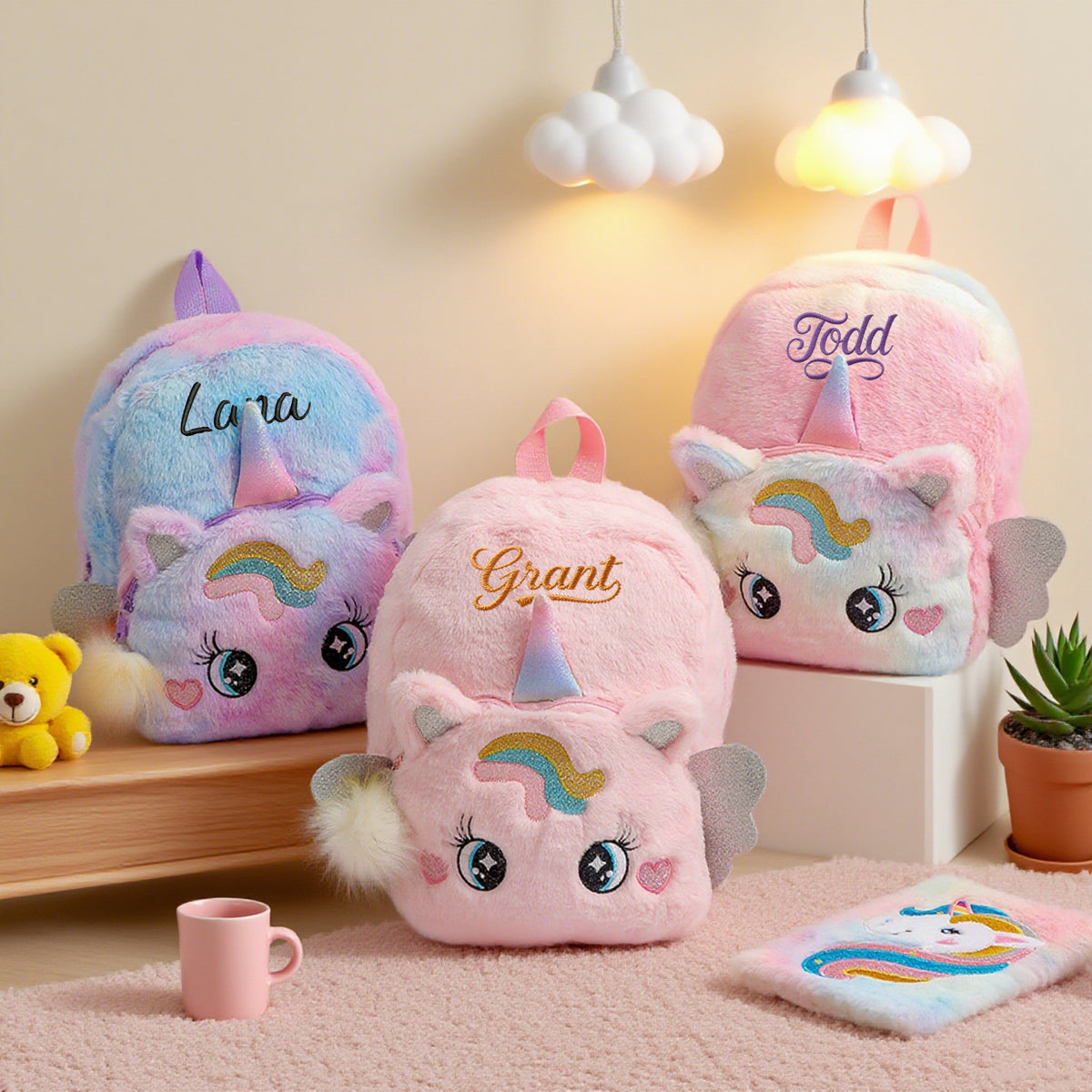 Personalized Unicorn Backpack for Girls, Custom Name Embroidered Preschool Bookbag, Cute Kids School Backpack, Gift for Toddler Little Girls