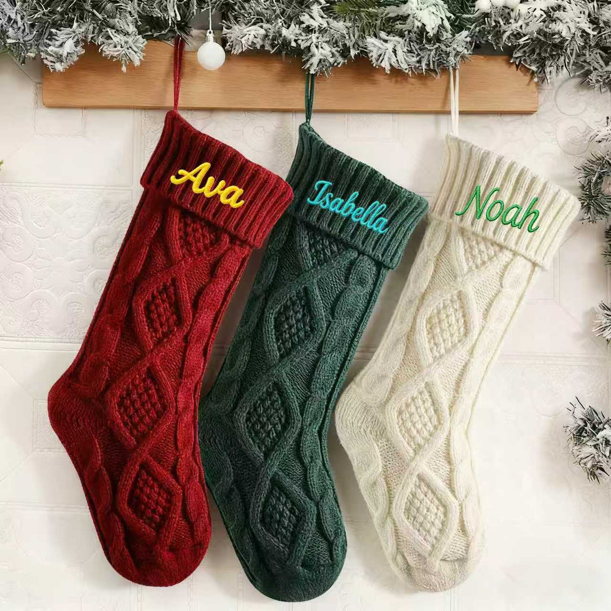Custom Embroidered Christmas Socks, Personalized gift Knitted Family Socks with Name or Monogram, Holiday Decor Gift for her