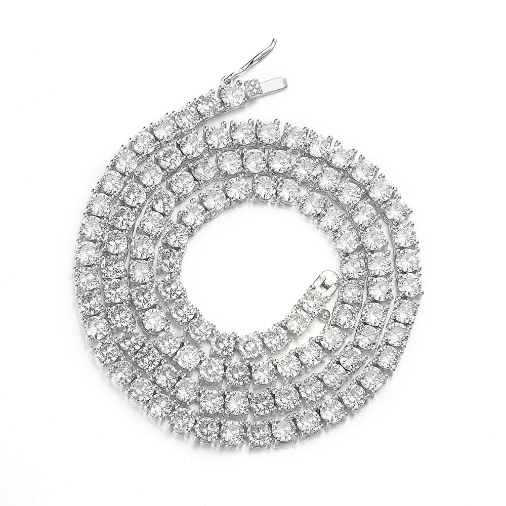 Handmade Chain Single Row Zircon Lced Out Tennis Necklace Tennis Chain Choker