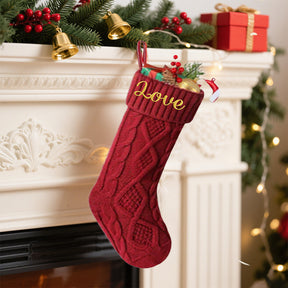 3pcs Custom Embroidered Christmas Socks, Personalized Gifts Knitted Family Socks with Name
