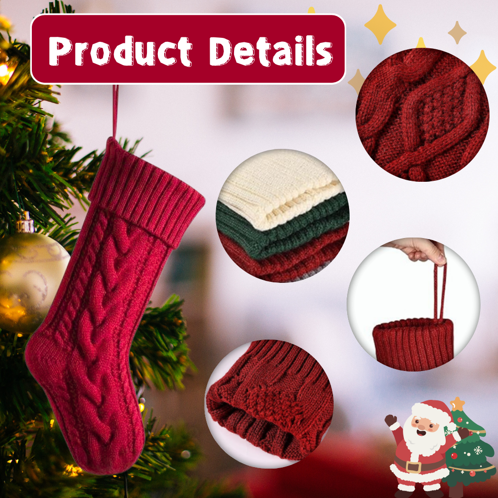 3pcs Custom Embroidered Christmas Socks, Personalized Gifts Knitted Family Socks with Name