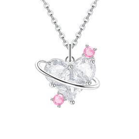 Sterling Silver CZ Diamond Pendant Dazzling Love Heart Necklaces