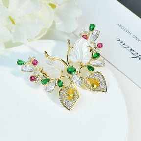 Gold Plated Multicolor Crystal CZ Shell Dainty Brooch