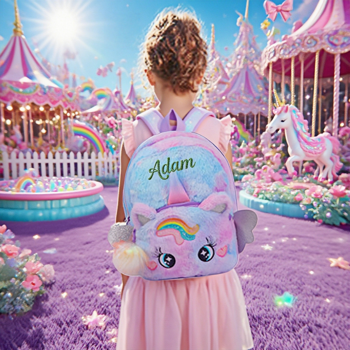 Personalized Unicorn Backpack for Girls, Custom Name Embroidered Preschool Bookbag, Cute Kids School Backpack, Gift for Toddler Little Girls