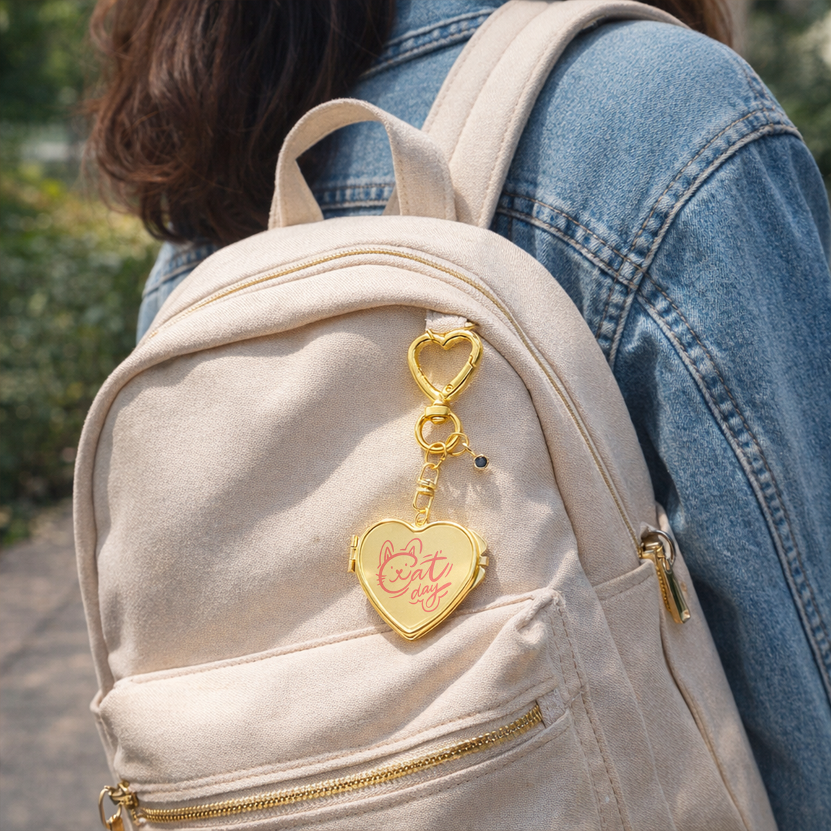 Gold Plated Photo Mirror Keychain, Personalized Birthstone Keepsake Gifts