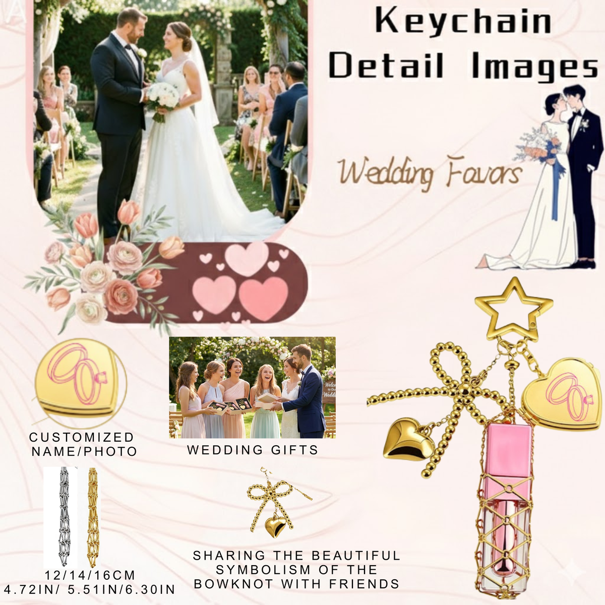 Personalized Gift for Women, Custom Photo Lipstick Keychain with Mirror, Bridesmaid Proposal, Wedding Memory Keepsake Charm