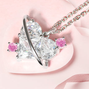 Sterling Silver CZ Diamond Pendant Dazzling Love Heart Necklaces