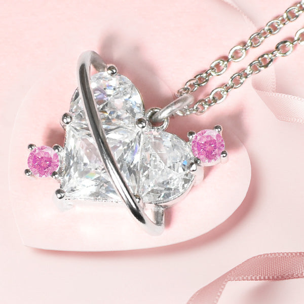 Sterling Silver CZ Diamond Pendant Dazzling Love Heart Necklaces