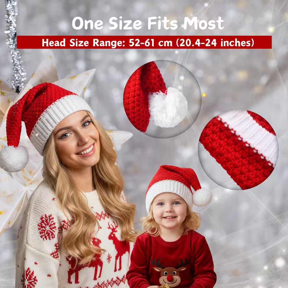 Christmas Magic Festive Hand-Knitted Hats, Personalized Gift Knit Christmas Beanies,Custom Name Christmas Joy Gifts for Family
