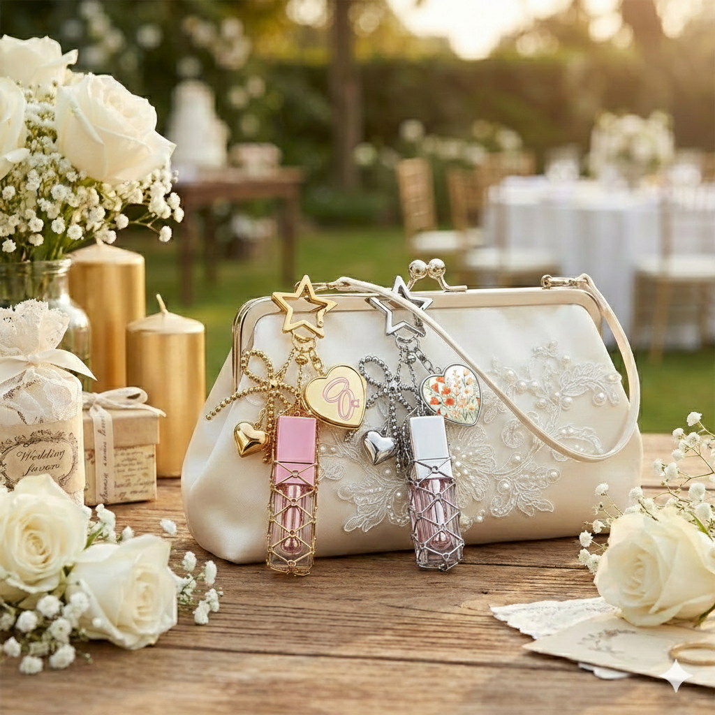 Personalized Gift for Women, Custom Photo Lipstick Keychain with Mirror, Bridesmaid Proposal, Wedding Memory Keepsake Charm