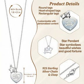 Custom Engraved Pandent Sterling Silver Dainty Lucky Star Cubic Zirconia Necklaces