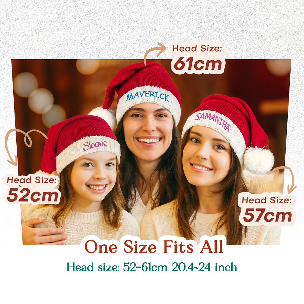 Christmas Magic Festive Hand-Knitted Hats, Personalized Gift Knit Christmas Beanies,Custom Name Christmas Joy Gifts for Family