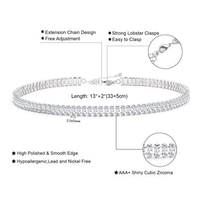 Collier de tennis, bracelet, boucles d'oreilles en argent/plaqué or 14 carats, colliers ras du cou étincelants, zircone cubique, bijoux de mariage pour femme
