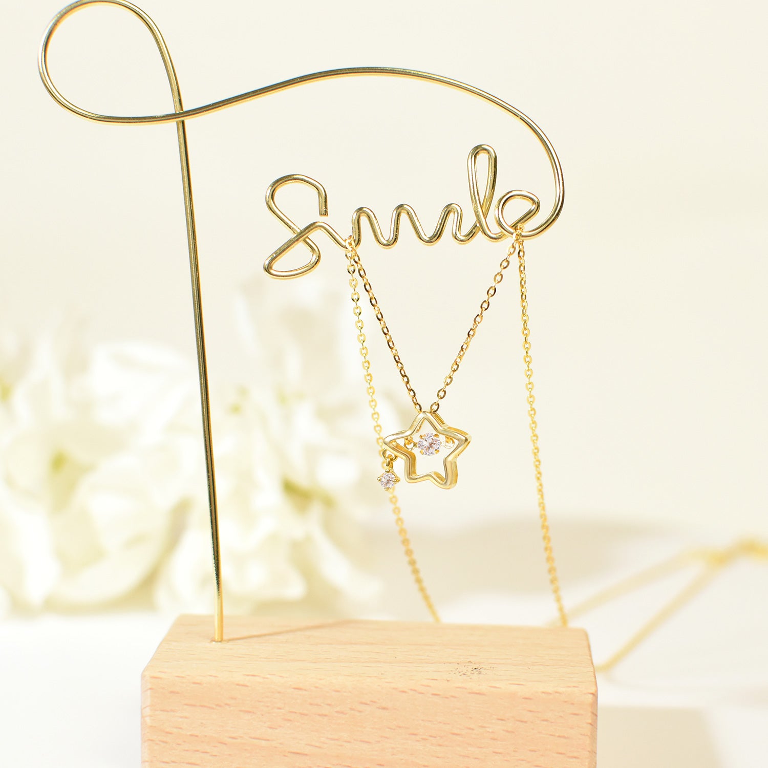 925 Sterling Silver Dainty Lucky Star Pendant & Shine Cubic Zirconia Gold Plated Necklaces