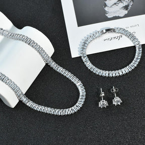 Collier de tennis, bracelet, boucles d'oreilles en argent/plaqué or 14 carats, colliers ras du cou étincelants, zircone cubique, bijoux de mariage pour femme