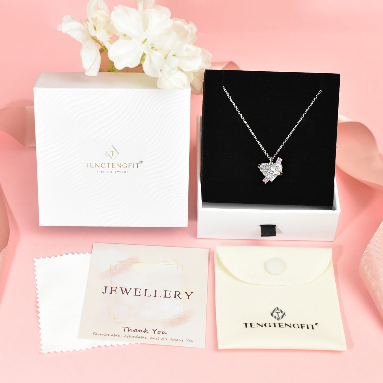 Sterling Silver CZ Diamond Pendant Dazzling Love Heart Necklaces