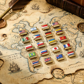 World Flags Gold Italian Charms for Bracelet